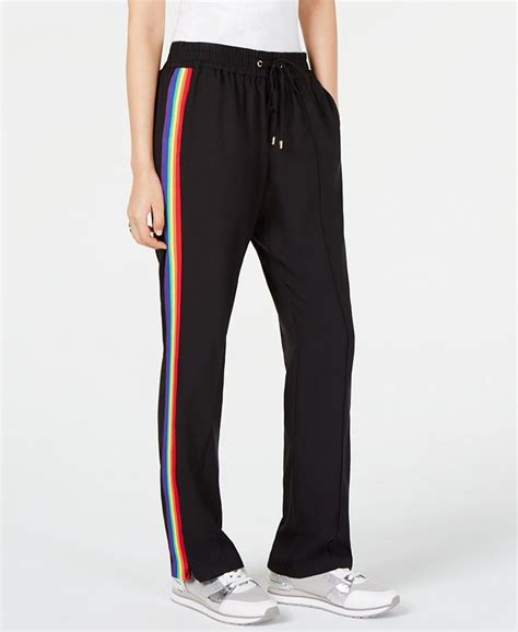 michael michael kors rainbow-striped track pants|Striped Viscose Blend Track Pants .